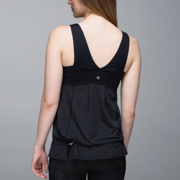 Lululemon Hustle & Bustle Tank Drawstring Mixed Media Drawcord Top - Picture 1 of 8